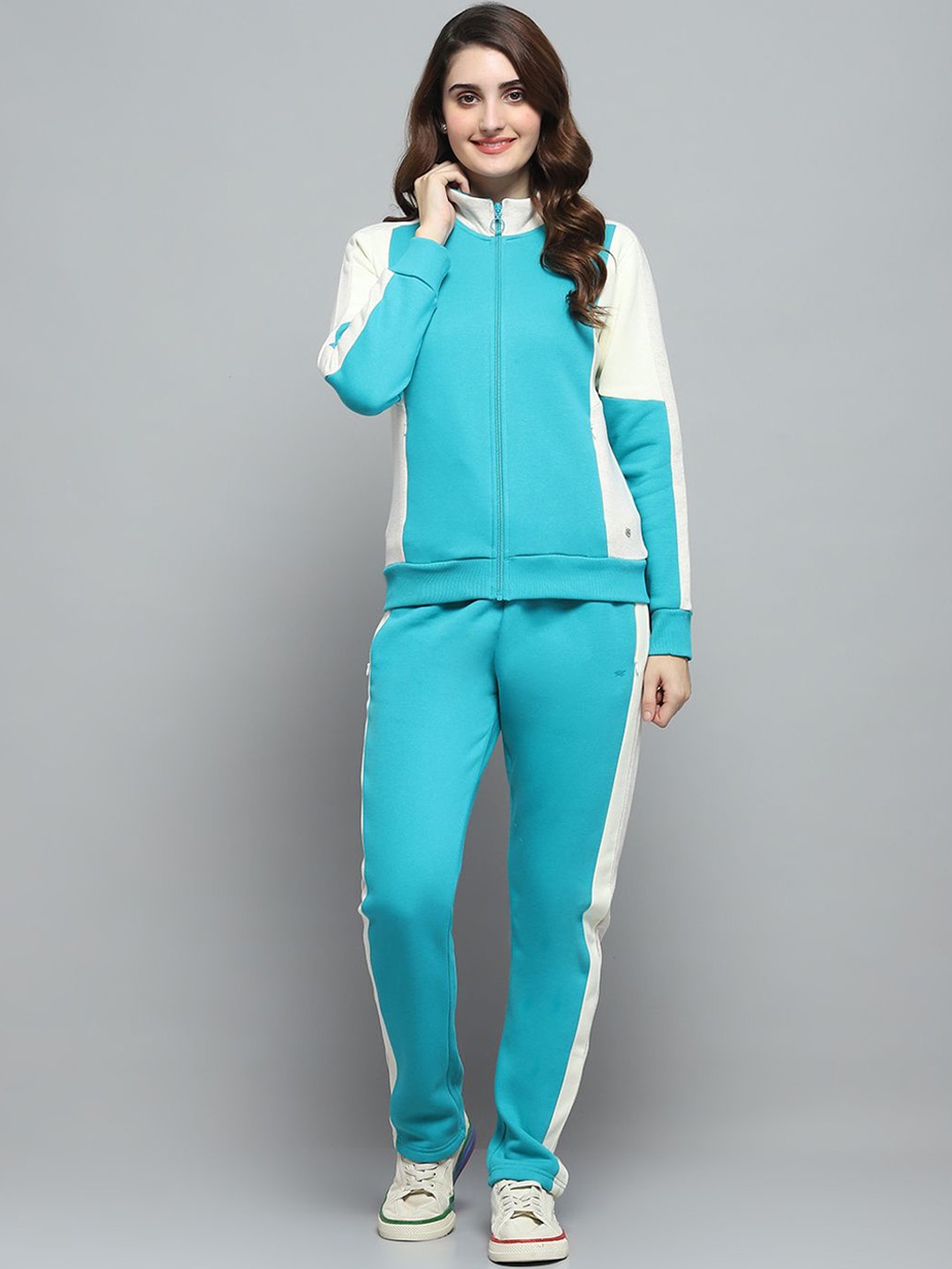 

Monte Carlo Women Mid-Rise Mock Neck Long Sleeve Tracksuit, Teal