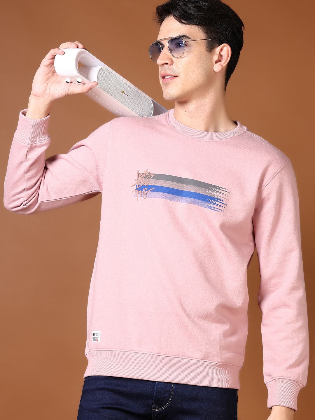 

V-Mart Men Printed Sweatshirt, Pink