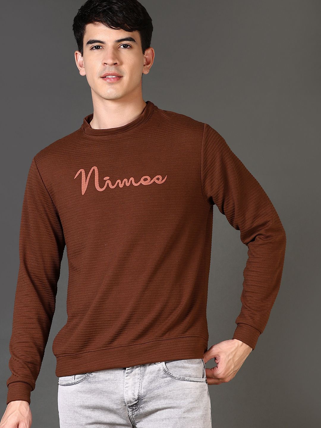 

V-Mart Men Round Neck Sweatshirt, Brown