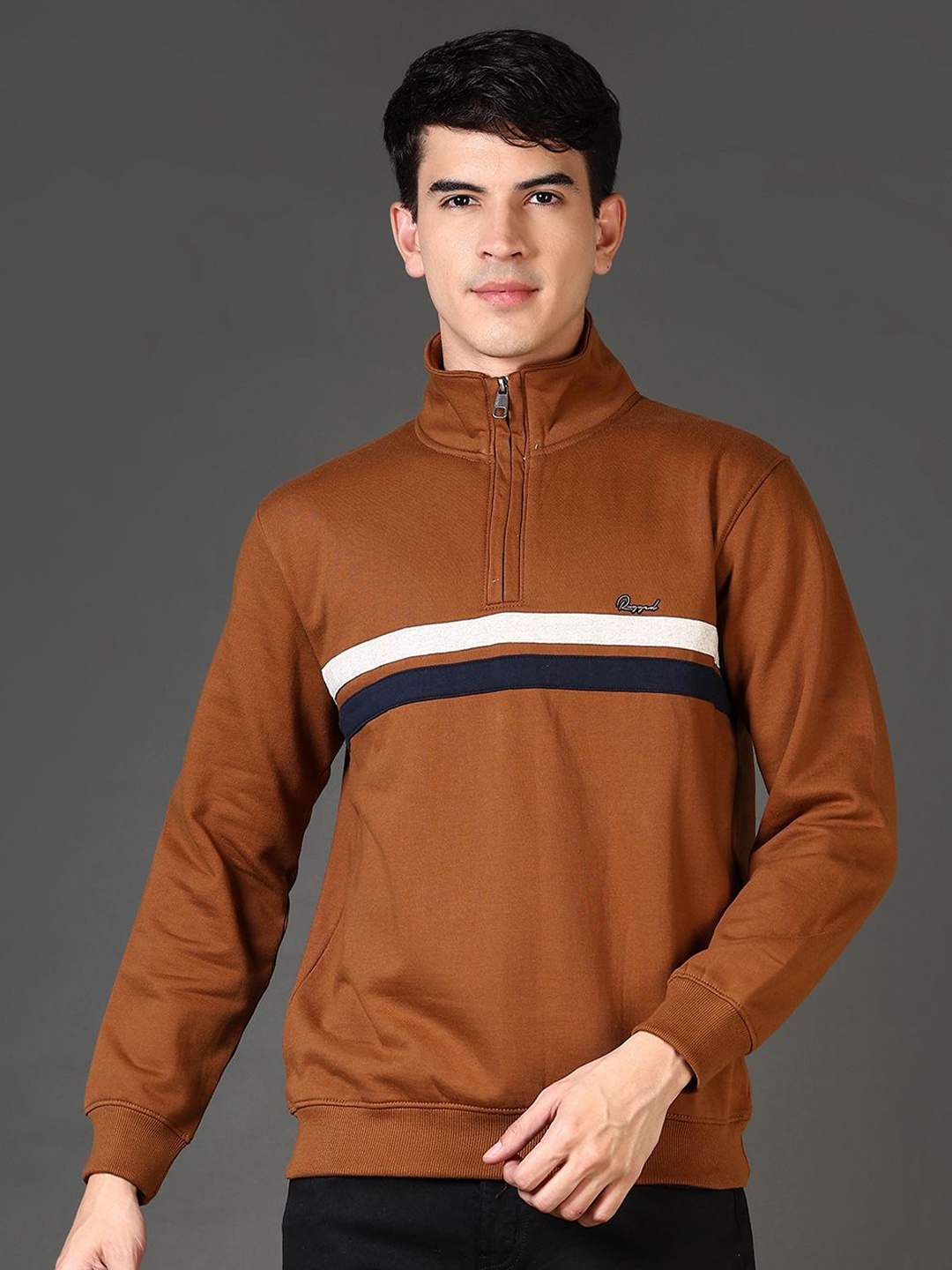 

V-Mart Men Striped Pullover Sweatshirt, Tan