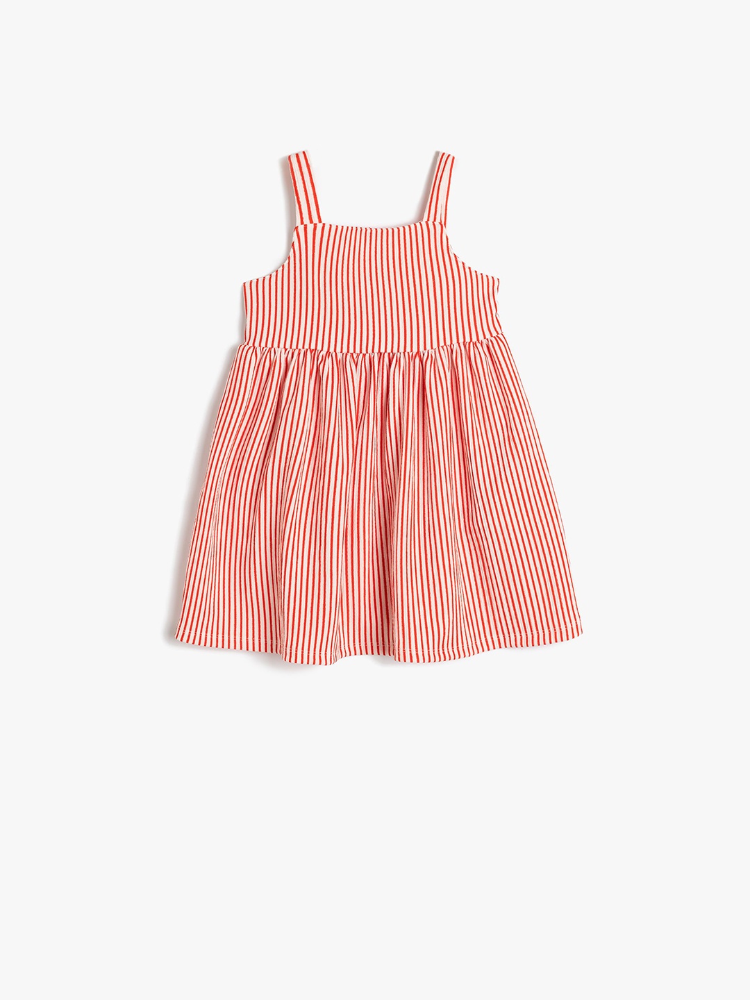 

Koton Girls Striped Fit and Flare Dress, Red