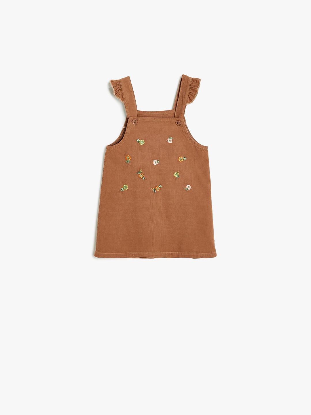 

Koton Girls Embroidered Cotton Pinafore Dress, Brown