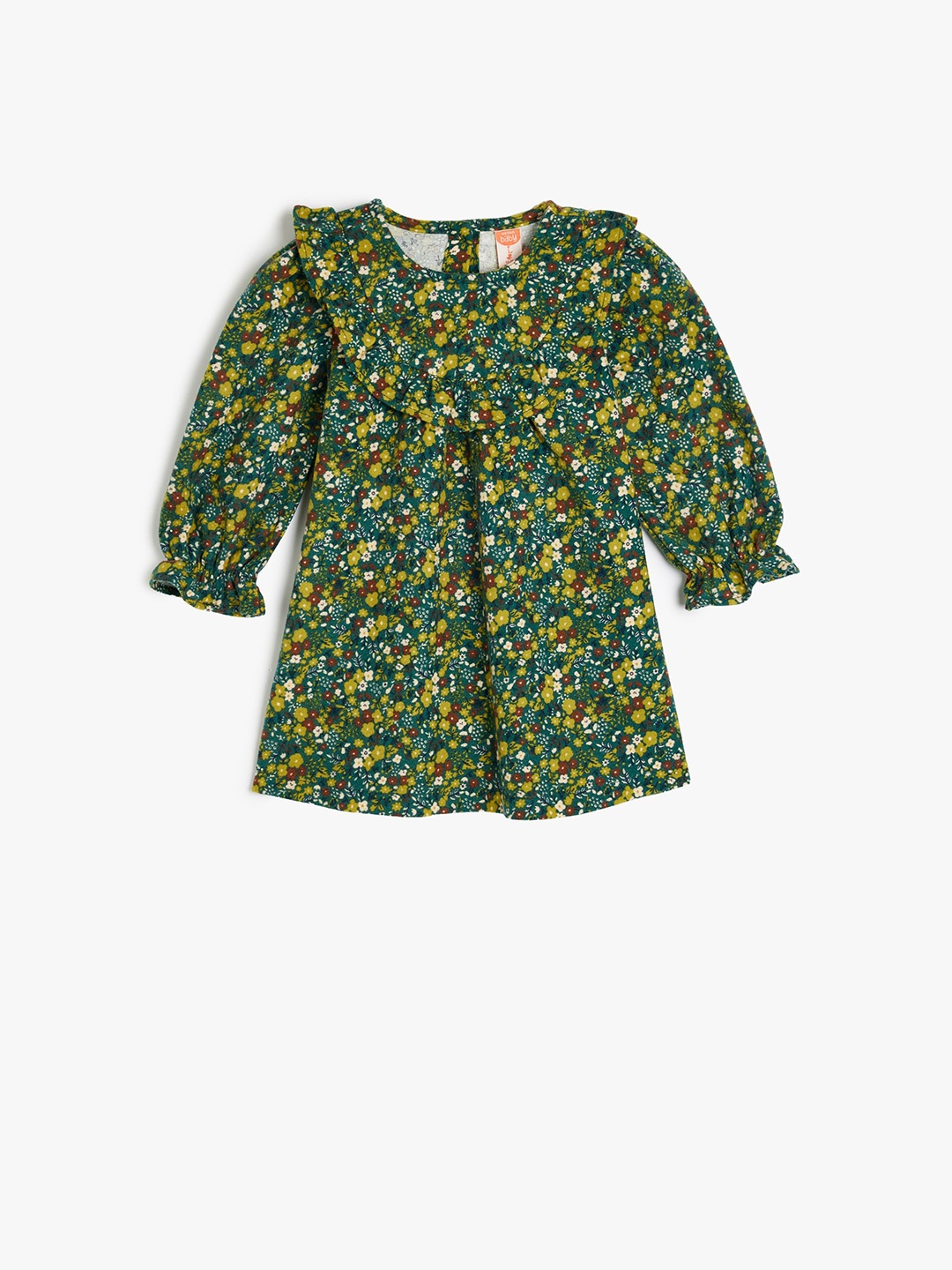 

Koton Girls Cotton Floral Printed A-Line Dress, Green