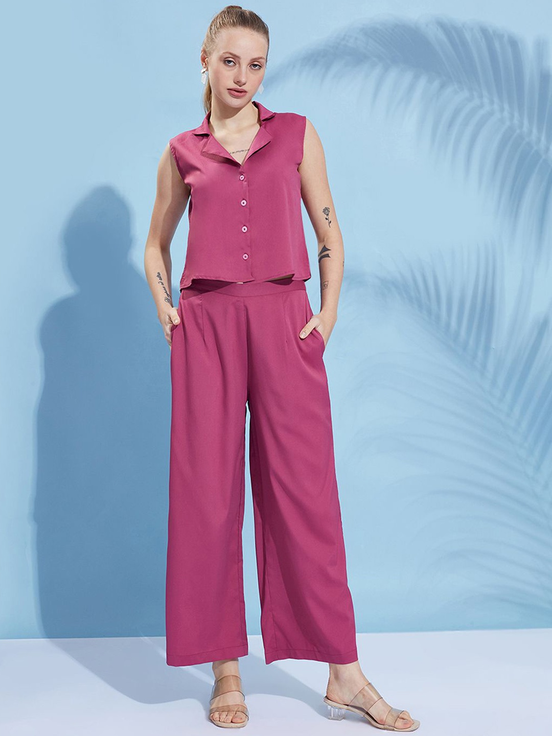 

HERE&NOW Purple Shirt Collar Shirt With Trousers
