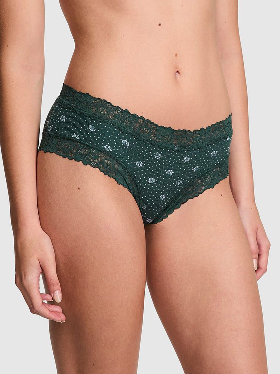 

Victoria's Secret Women PINK Wink Lace-Trim Cheeky Brief 112543026G00, Green