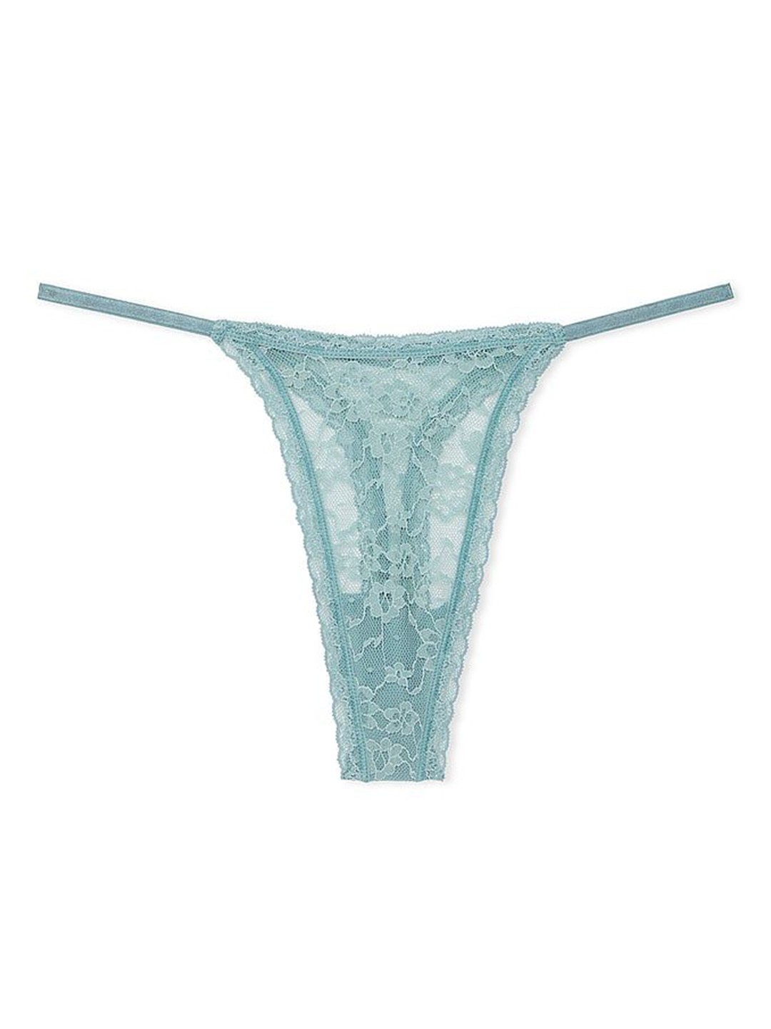 

Victoria's Secret Lace String Self Design Low-Rise Thong Briefs, Blue