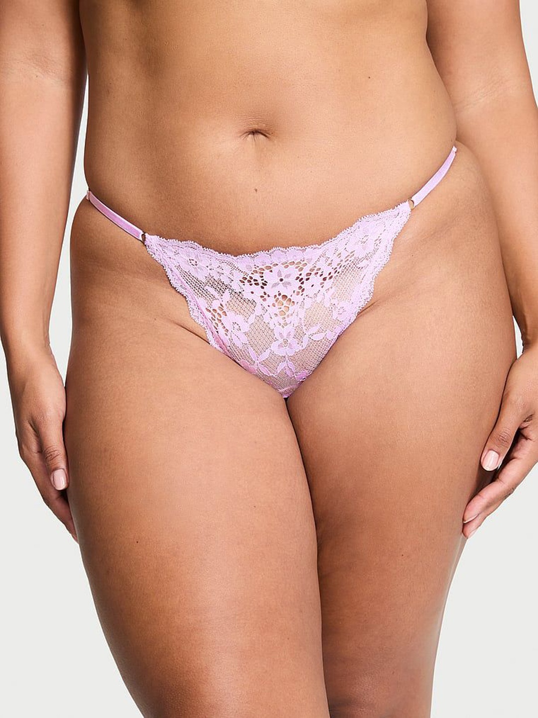 

Victoria's Secret Women Self Design Low-Rise Adjustable V-String Brief 112548140G87, Purple