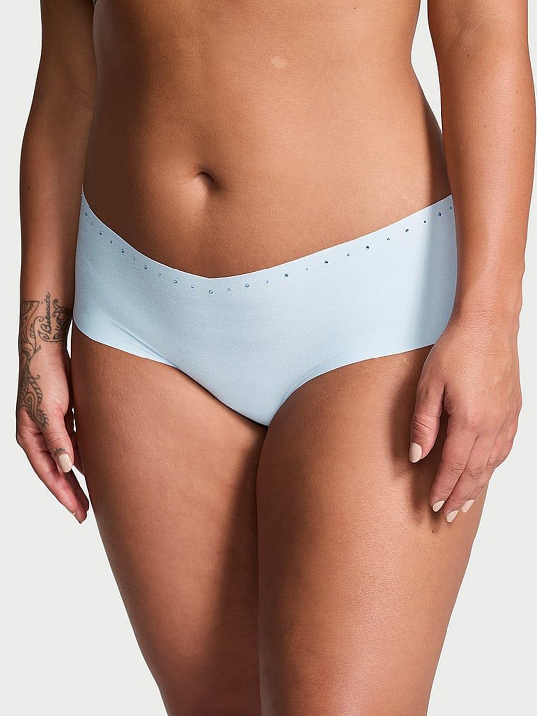

Victoria's Secret Mid-Rise No-Show Shine-Trim Cheeky Brief, Blue