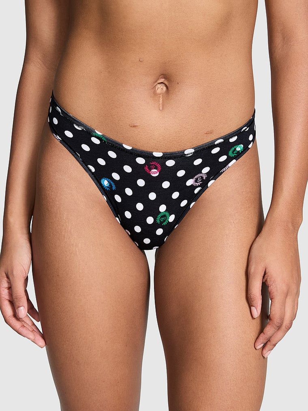 

Victoria's Secret PINK Geometric Printed High-Leg Thong Brief 1124584871ML, Black