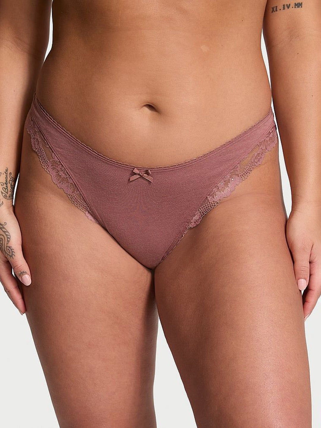

Victoria's Secret Lace-Trim High-Rise Scoop Thong Brief 1125650971NJ, Brown