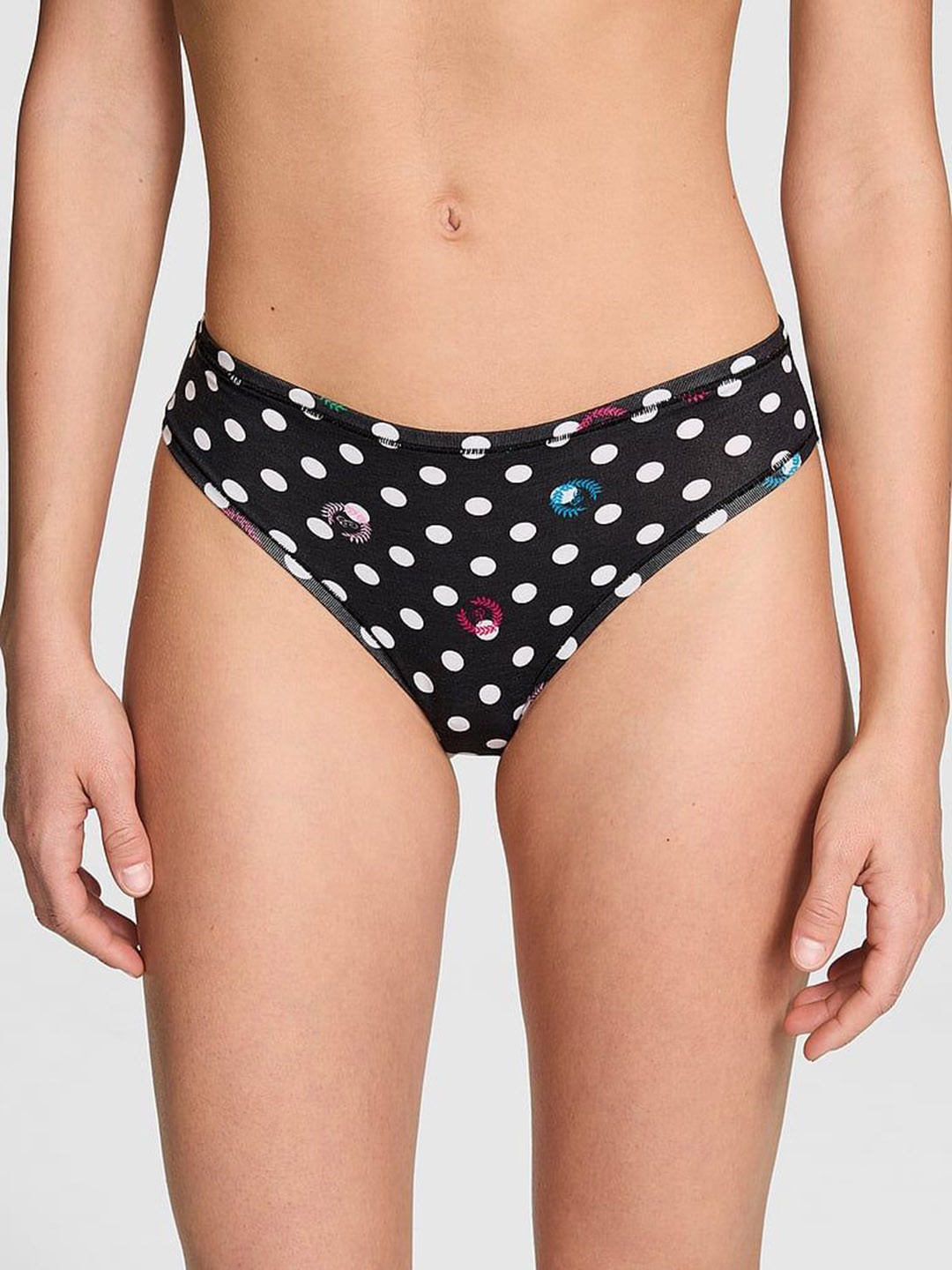 

Victoria's Secret Women Printed Low Rise Basic Briefs, Black