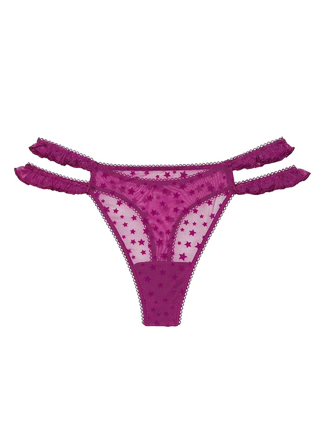 

Victoria's Secret PINK Wink Women Self Design Low-Rise Strappy Thong Brief, Purple