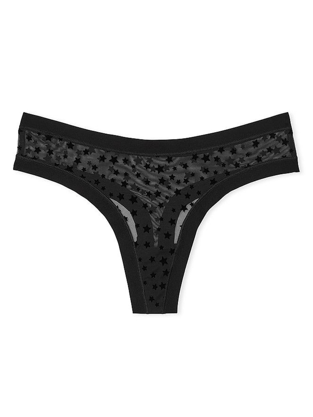 

Victoria's Secret PINK No-Show Women Self Design Low-Rise Thong Brief, Black