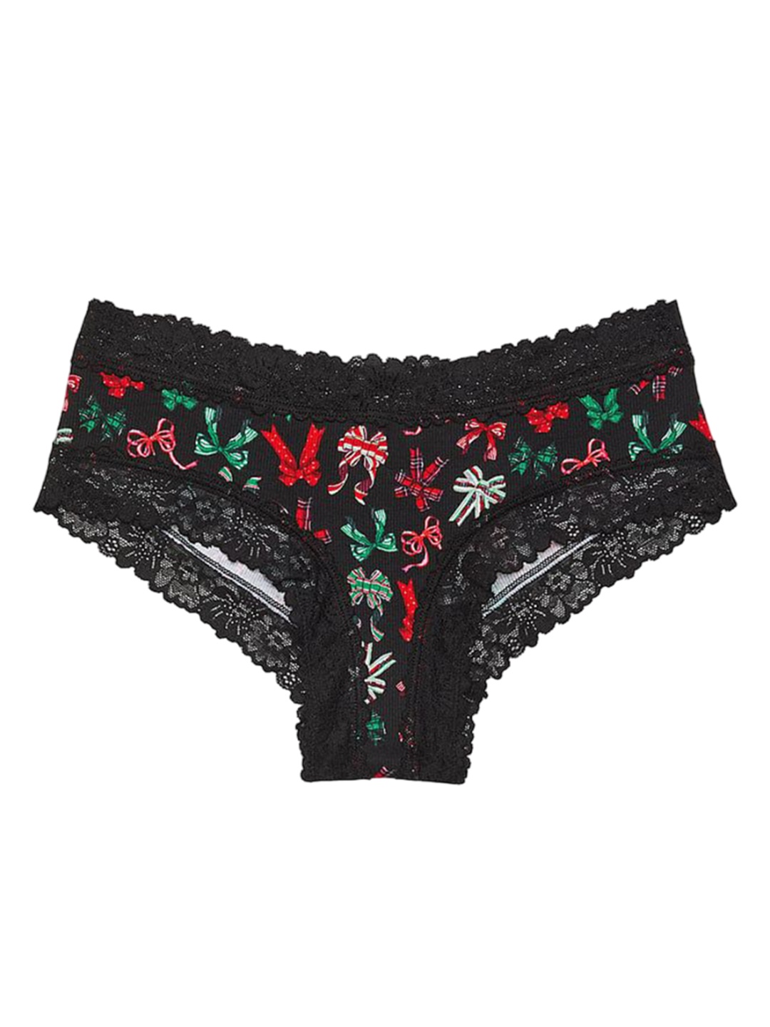 

Victoria's Secret Printed Lace-Trim Cheeky Basic Brief, Black