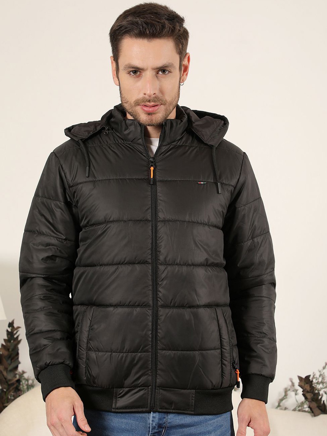 

COBB Men Hooded Solid Casual Puffer Jacket, Black