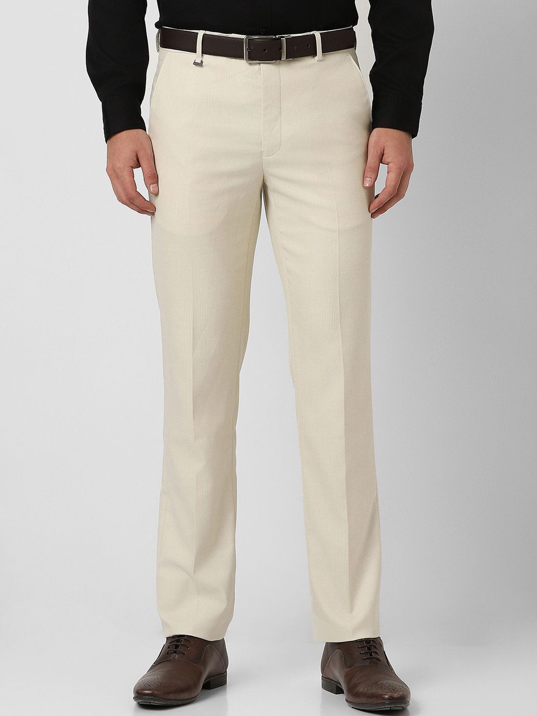 

Van Heusen Men Slim Fit Mid-Rise Formal Trouser, Cream