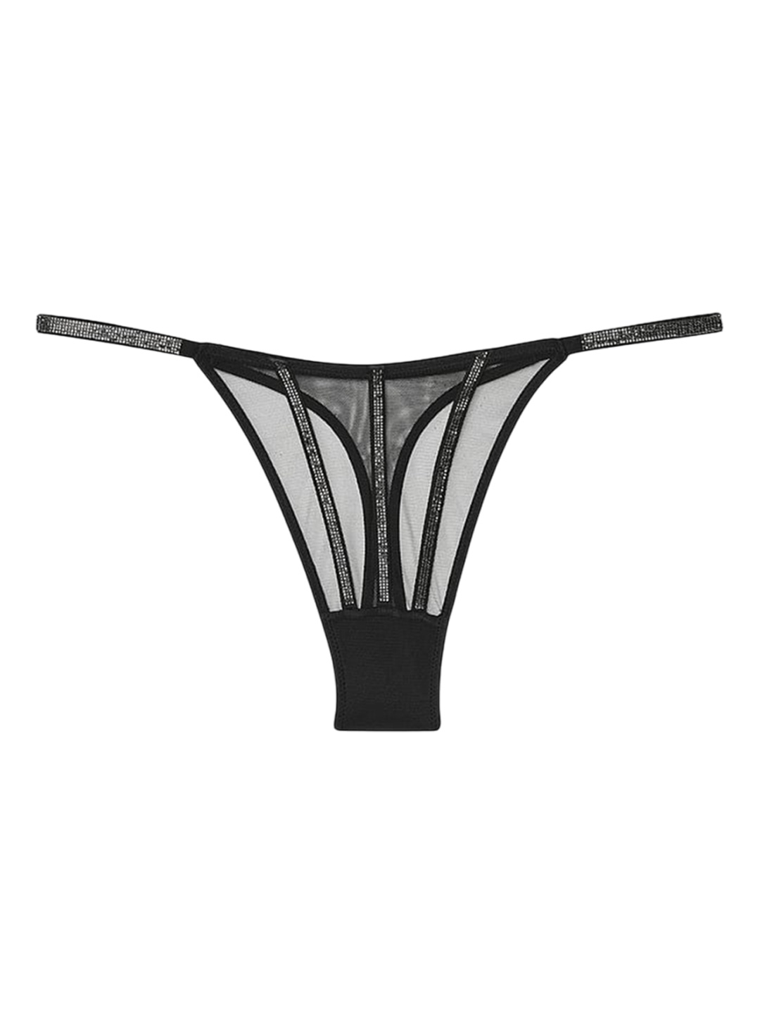 

Victoria's Secret Women Low-Rise Sheer Shine Thong Brief, Black