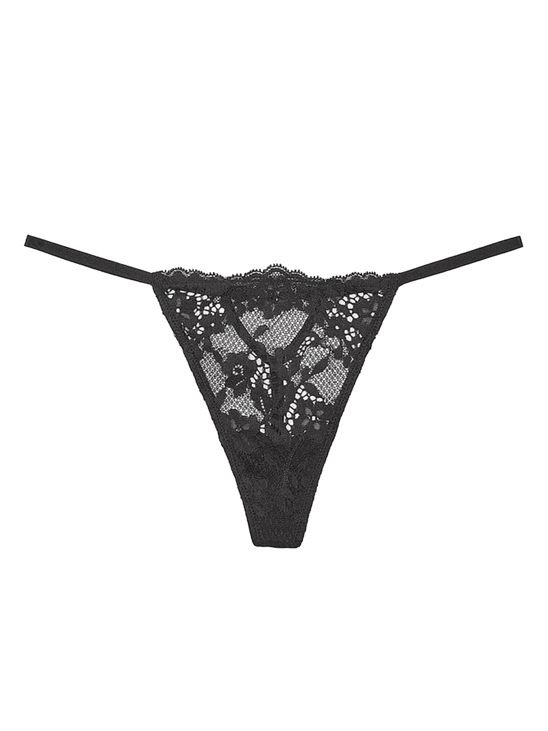 

Victoria's Secret Women Twinkle Bow Lace V-String Bikini Brief, Black