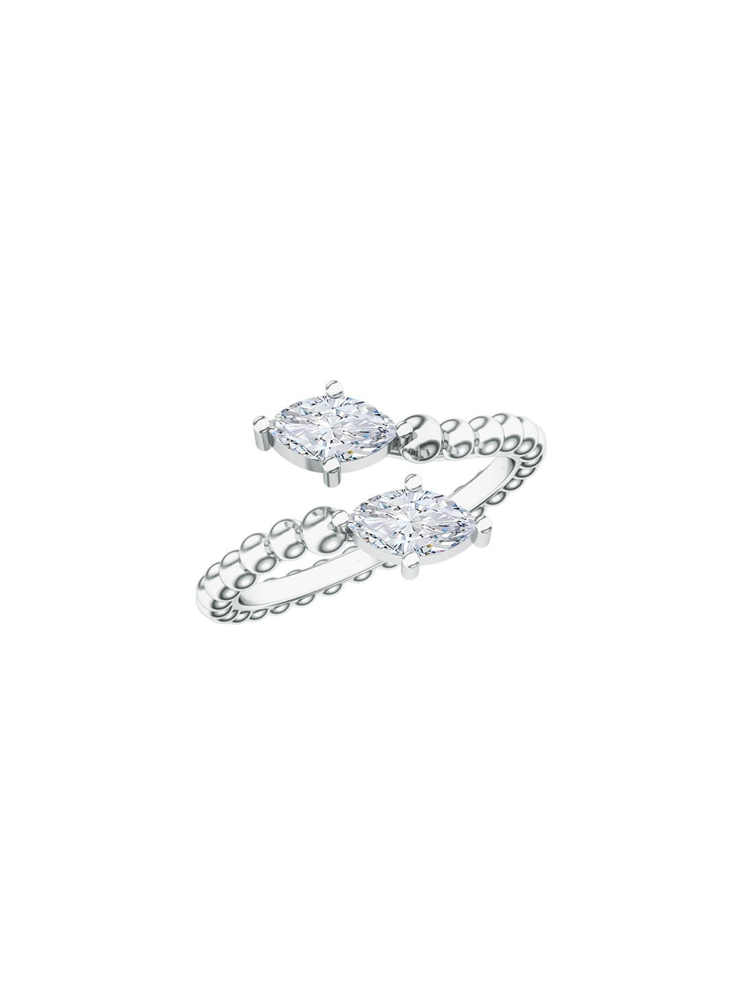 

Kicky And Perky 925 Sterling Silver Rhodium Plated Moissanite Studded Finger Ring