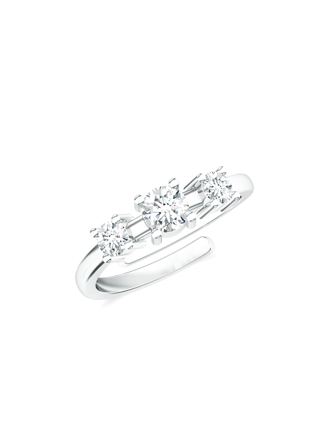 

Kicky And Perky 925 Pure Silver Rhodium-Plated Moissanite Studded Finger Ring