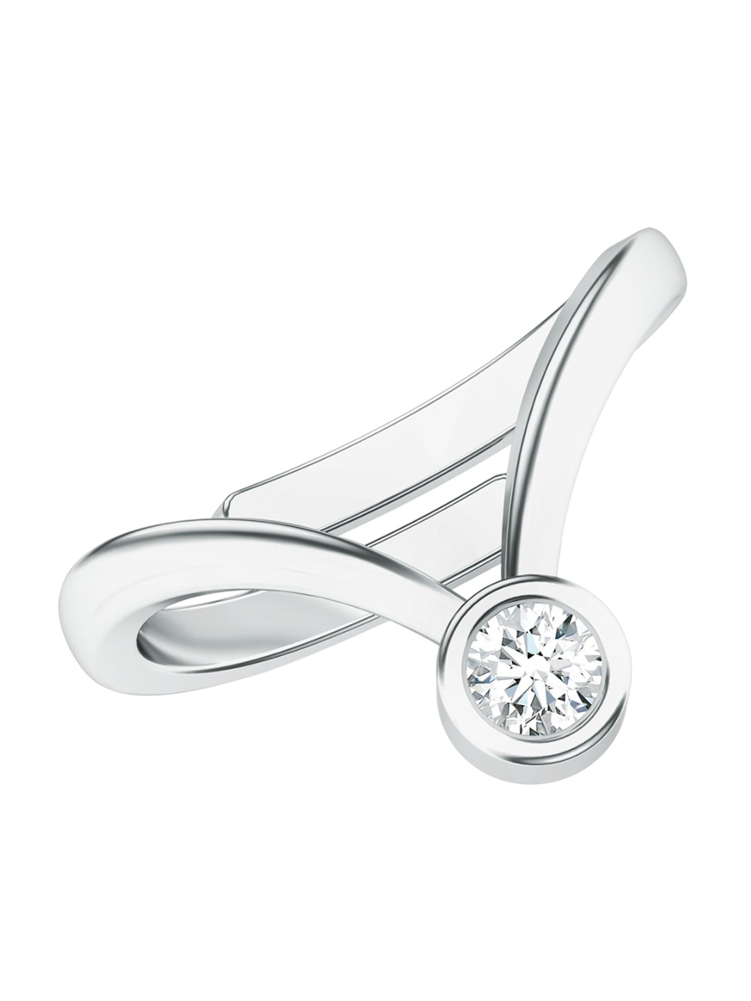 

Kicky And Perky 925 Pure Silver Rhodium-Plated Moissanite Studded Finger Ring