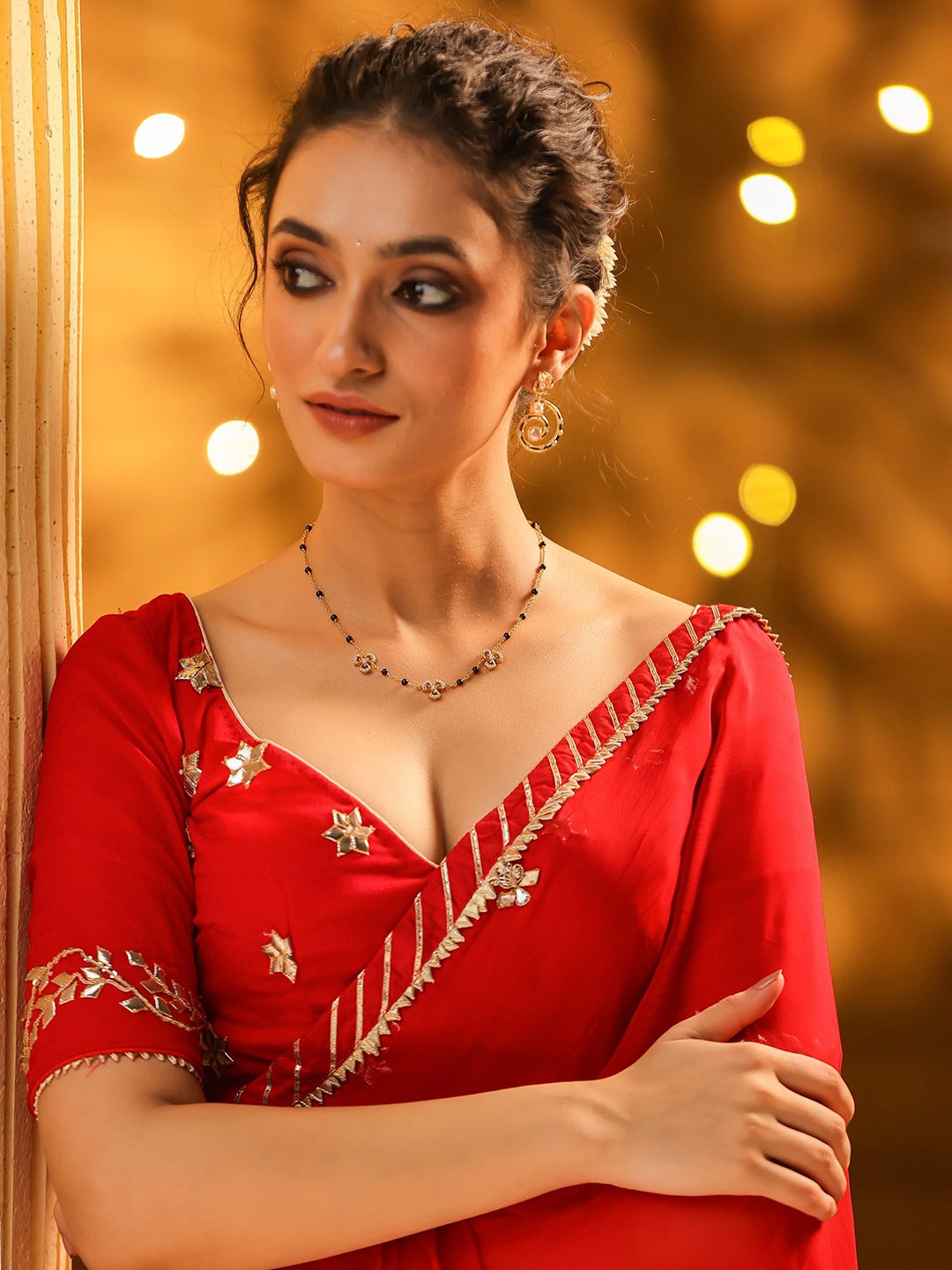 

Kicky And Perky Gold-Plated 925 Sterling Silver Artificial Stones and Beads Mangalsutra