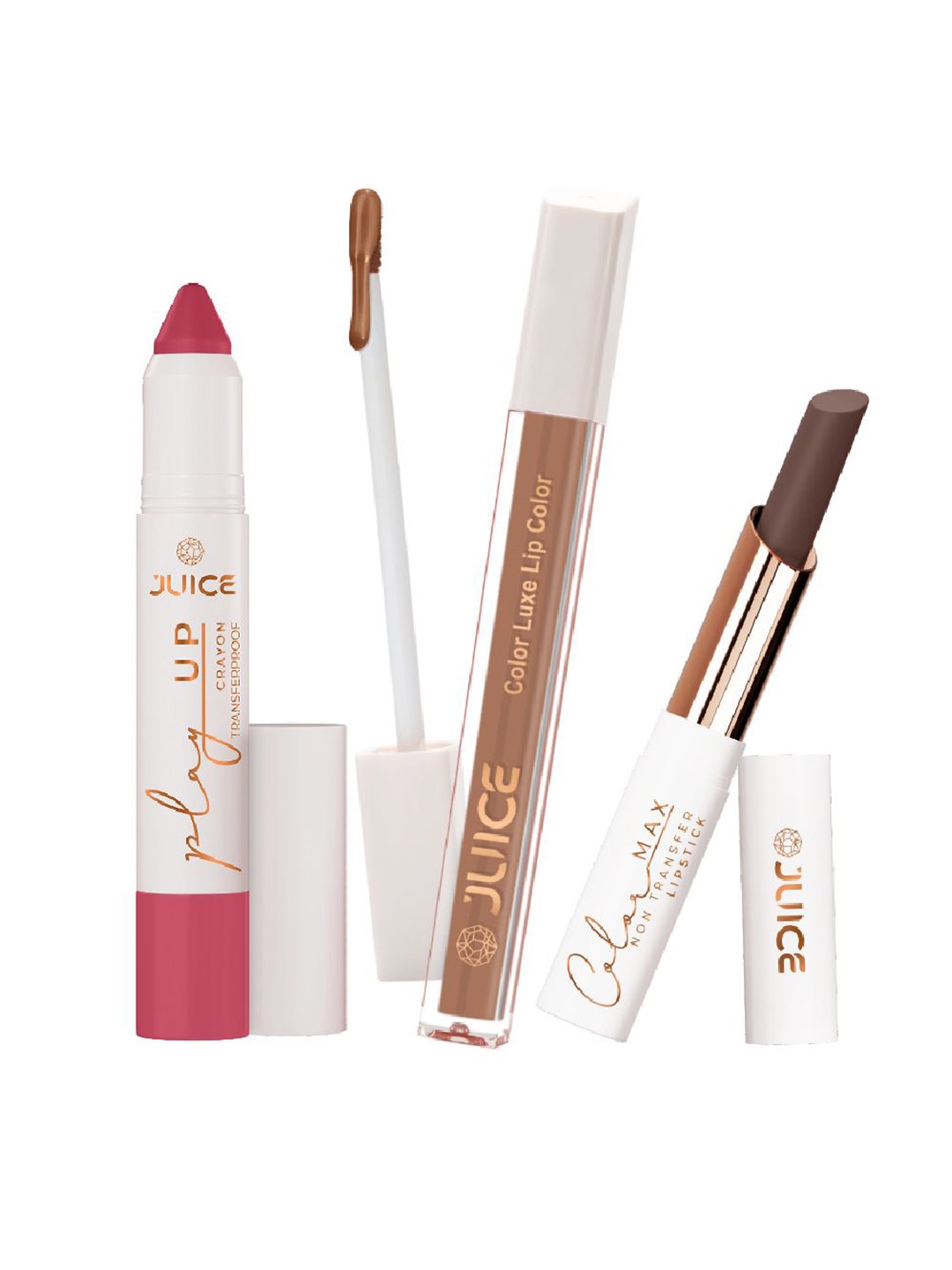 

JUICE Set Of 3 Play Up Color Luxe Color Max Lipstick - 7.8 g - LC02-M06 LT04-M18 LS05-M18, Pink