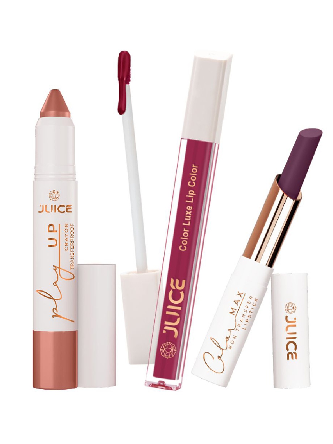 

JUICE Set Of 3 Color Luxe Color Max Play Up Lipstick -7.8 g - MCR02 - M14 - M14, Purple