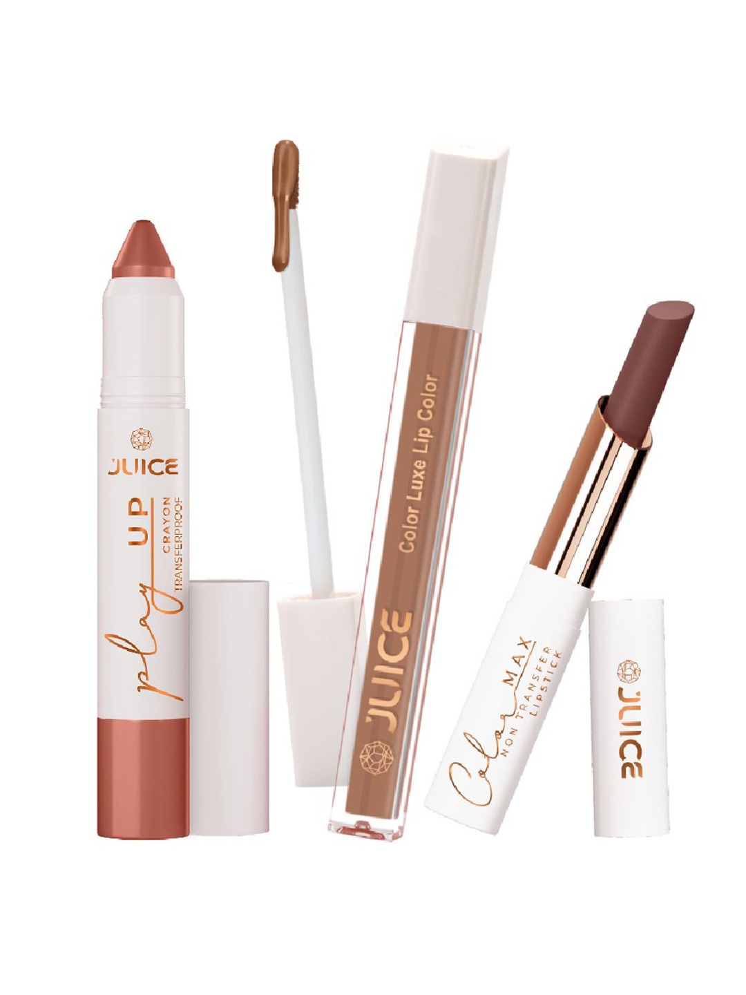 

JUICE Set of 3 Transferproof Crayon Color-Lip Color & Bullet Lipsticks- 7.8g-Each-01-18-12, Brown