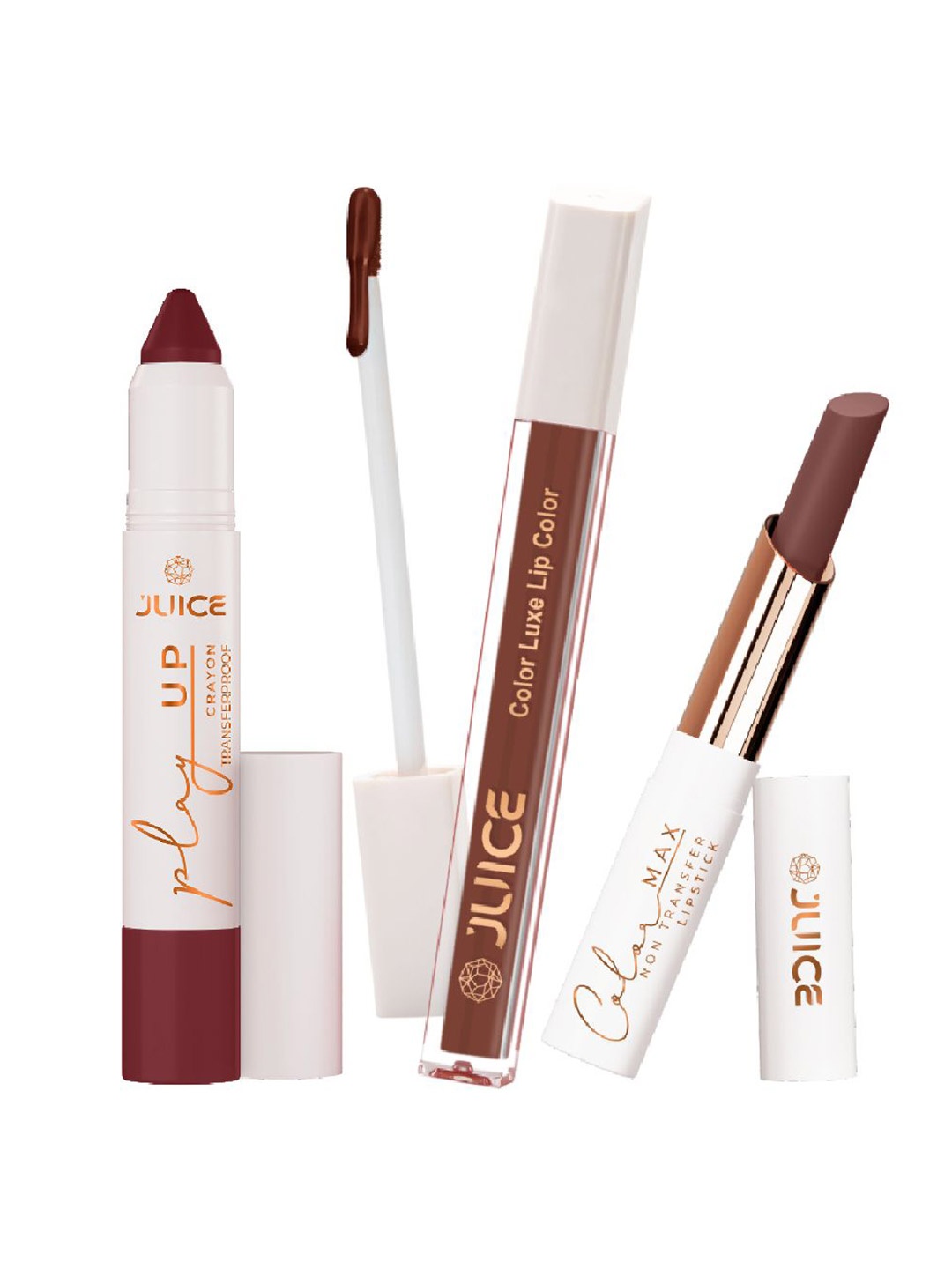 

JUICE Set Of 3 Crayon Color- Lip Color & bullet lipstick- 7.8 g - MCR12-M12-M12, Brown