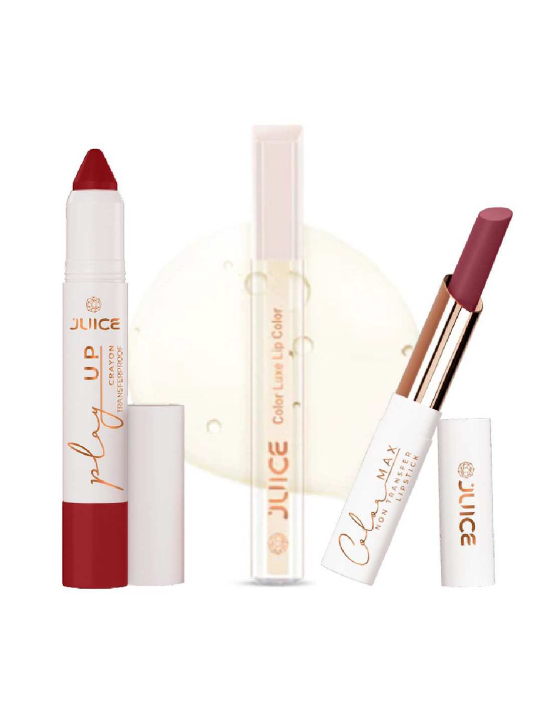 

JUICE Set Of 3 Color Luxe Color Max Play Up Lipstick -7.8 g - MCR09- G01 - M01, Brown
