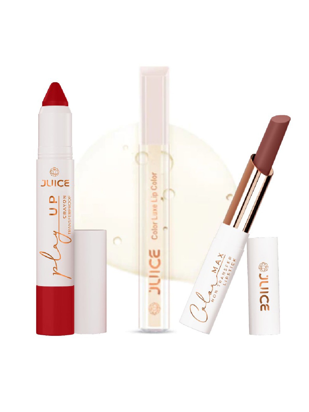 

JUICE Set Of 3 Long Lasting Crayon Color- Lip Color & Bullet Lipsticks- 7.8 g - 11- 01-23, Red