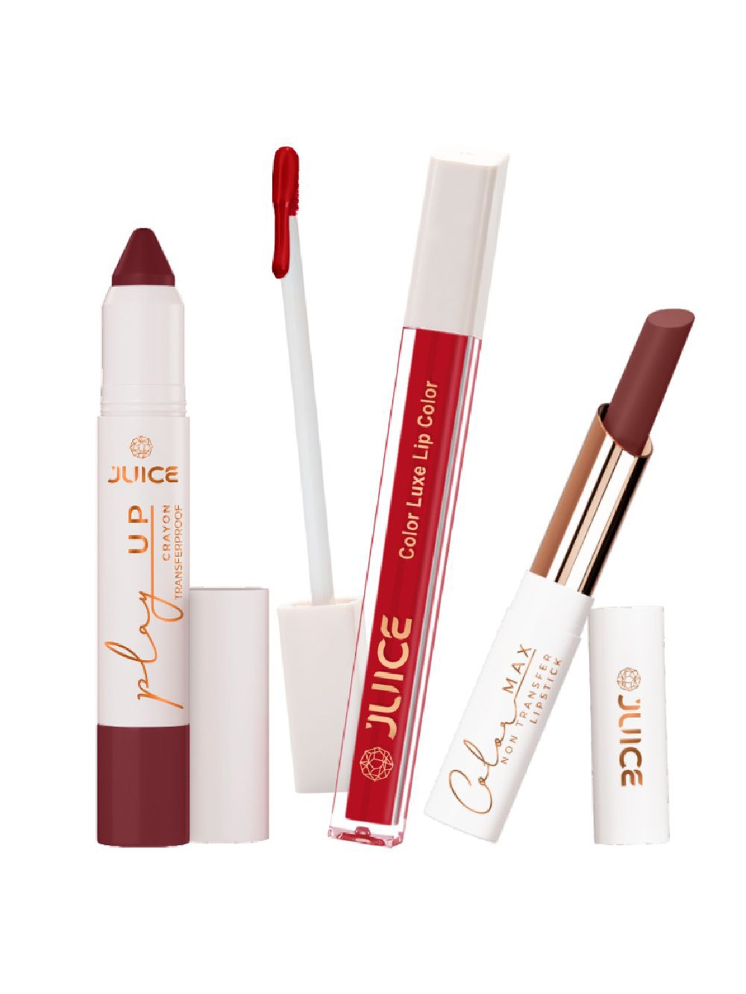 

JUICE Set Of 3 Color Luxe Color Max Play Up Lipstick -7.8 g -Shade- 12- 06-24, Red