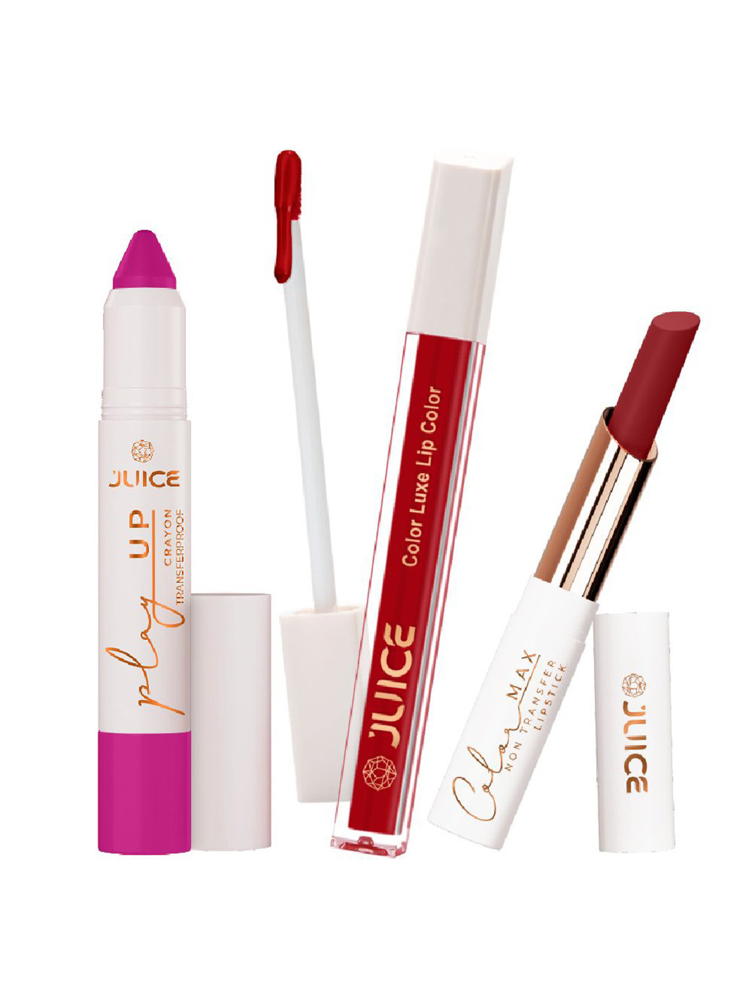 

JUICE Set Of 3 Color Luxe Color Max Play Up Lipstick -7.8 g- Shade - 07 - 07 - 07, Pink