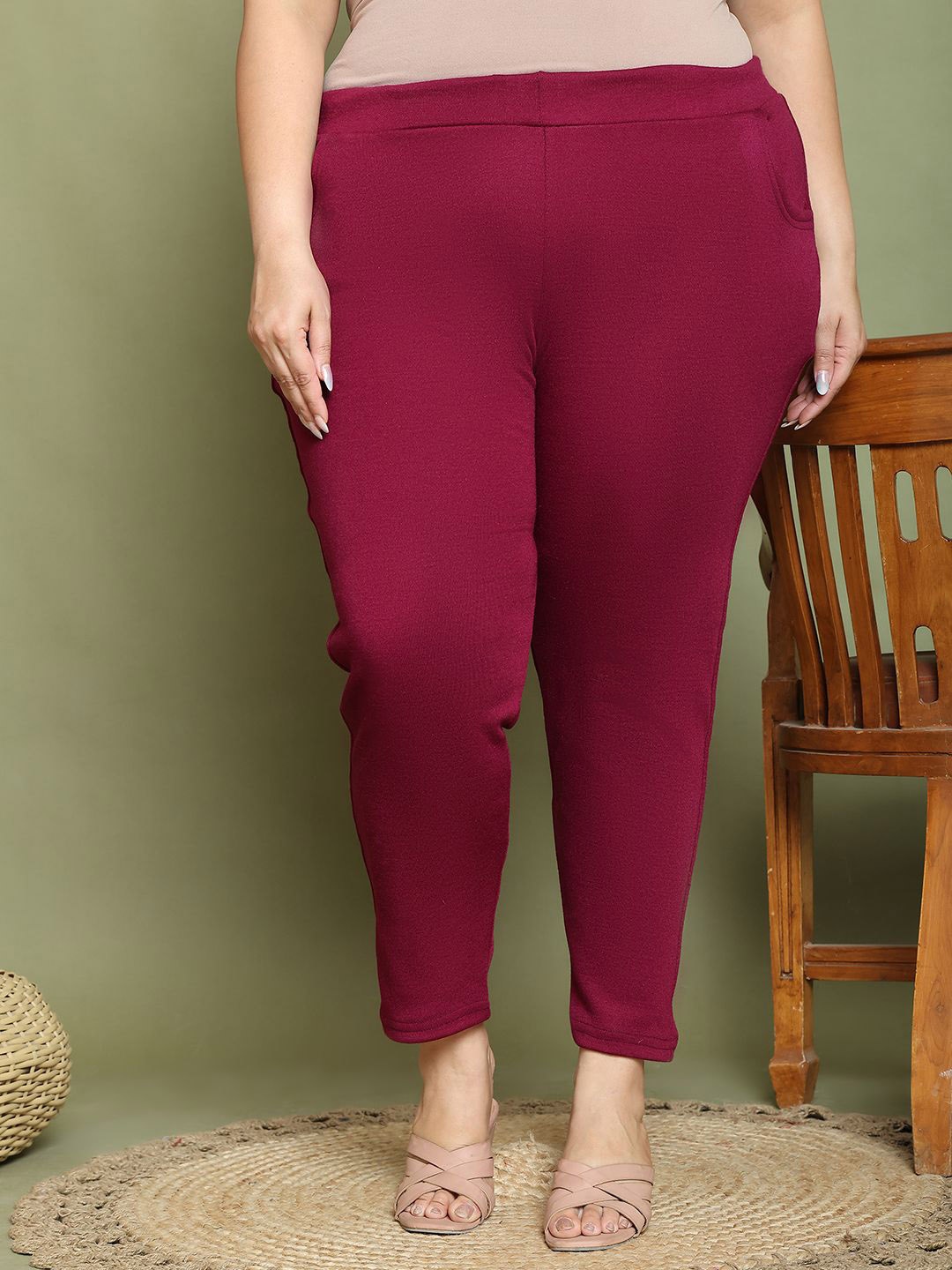 

TAG 7 Women Woolen Ankle Length Leggings, Purple