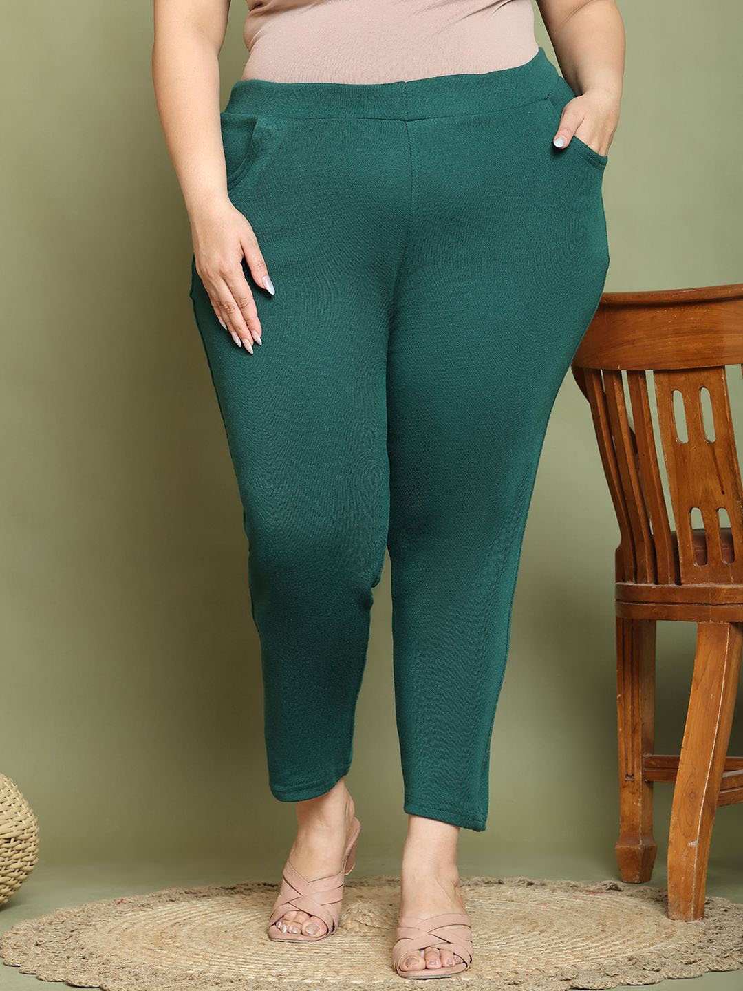 

TAG 7 Women Plus Size Ankle-Length Winter Leggings, Green