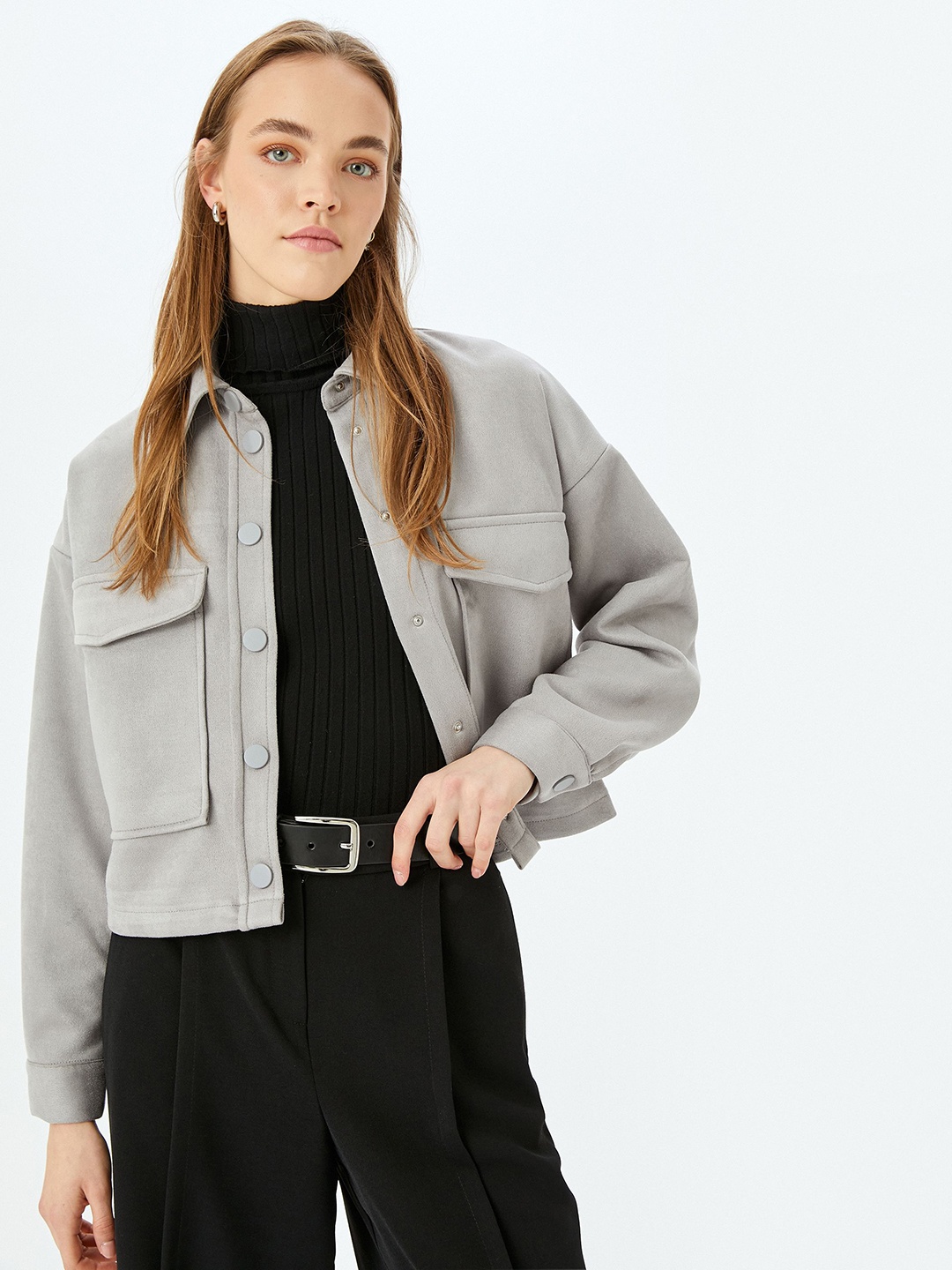 

Koton Women Solid Long Sleeves Tailored Jacket, Grey