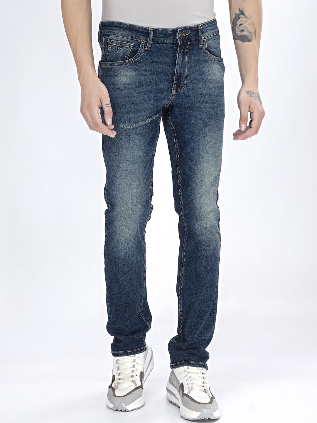 

Thinc Men Sparkling Embellished Straight-Fit Stretchable Jeans, Blue