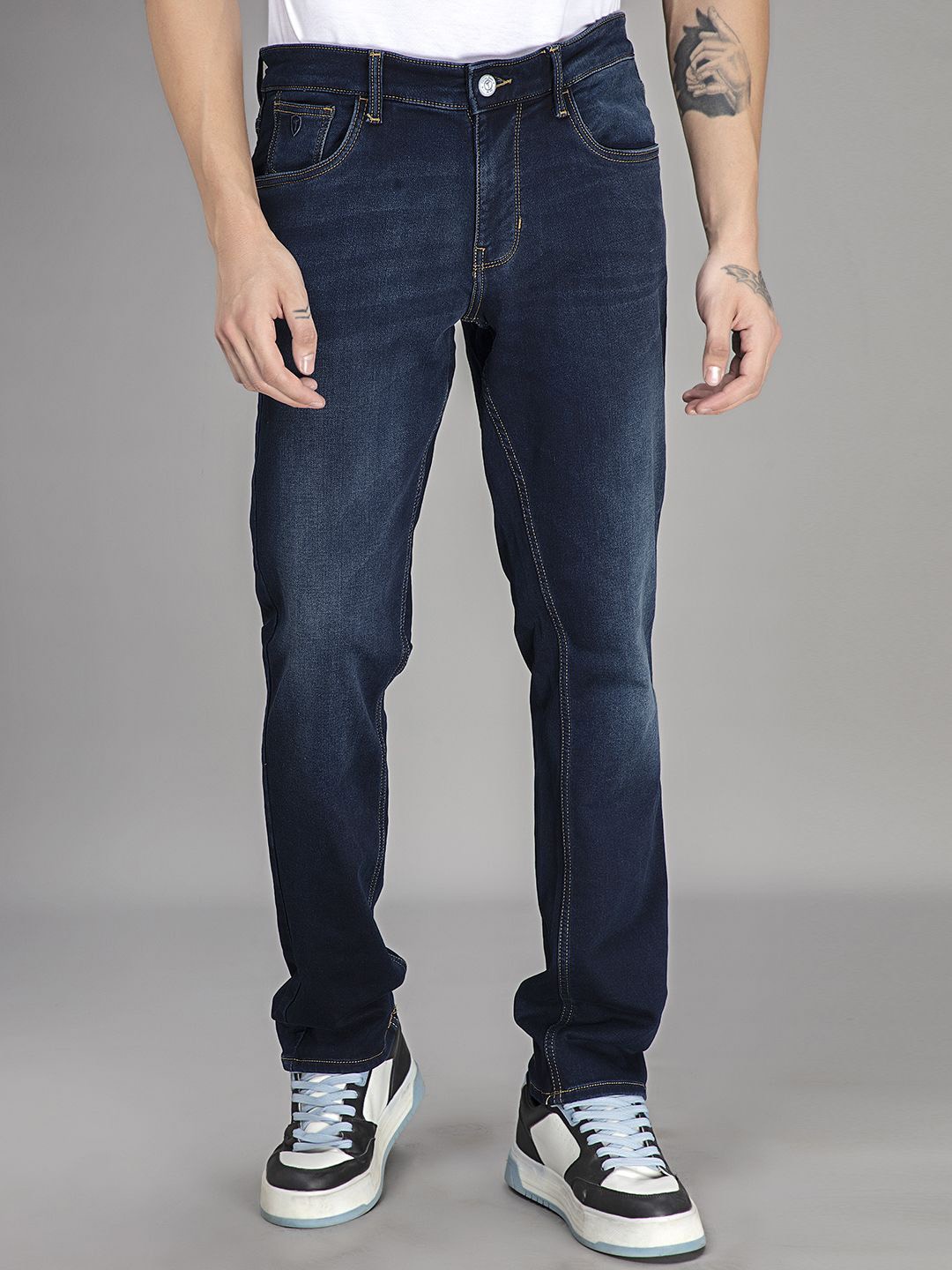 

Thinc Men Stretchable Jeans Dynasty Sculpted Straight-Fit Jeans, Blue
