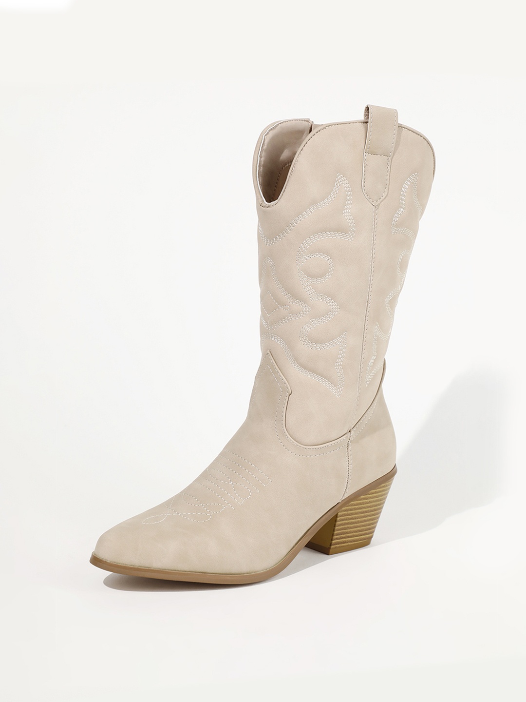 

LULU & SKY Women High-Top Cowboy Boots, White