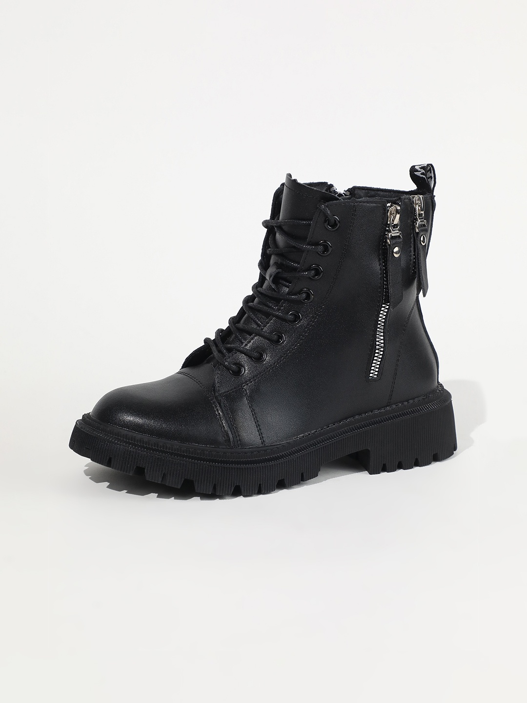 

LULU & SKY Women Casual Block-Heeled Combat Boots, Black