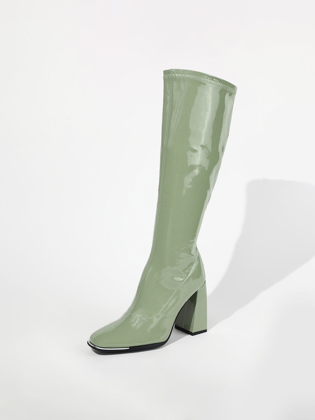 

LULU & SKY Women Knee High Platform Chelsea Boots, Green