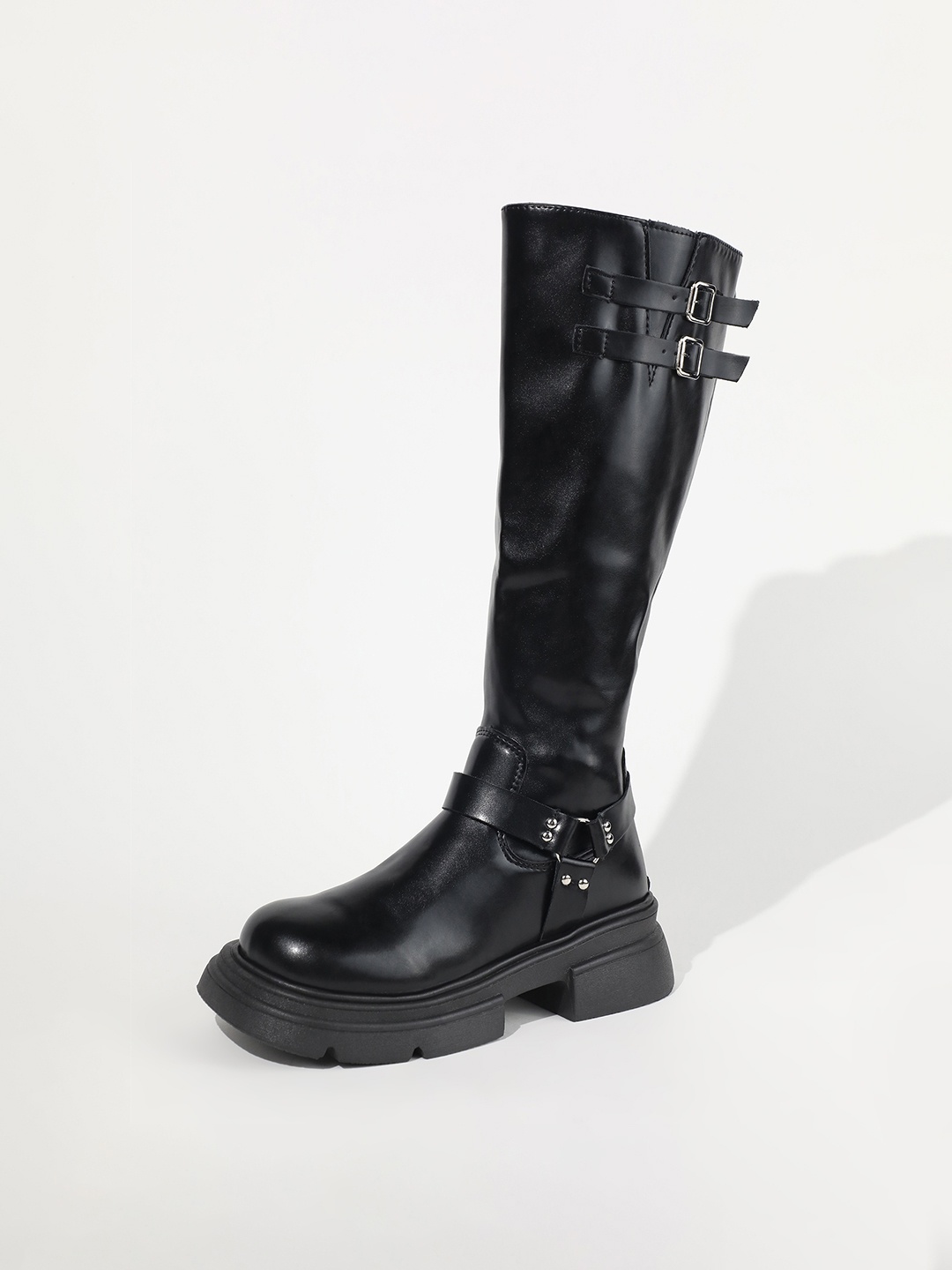 

LULU & SKY Women Knee Length High Zip-Up Boots, Black