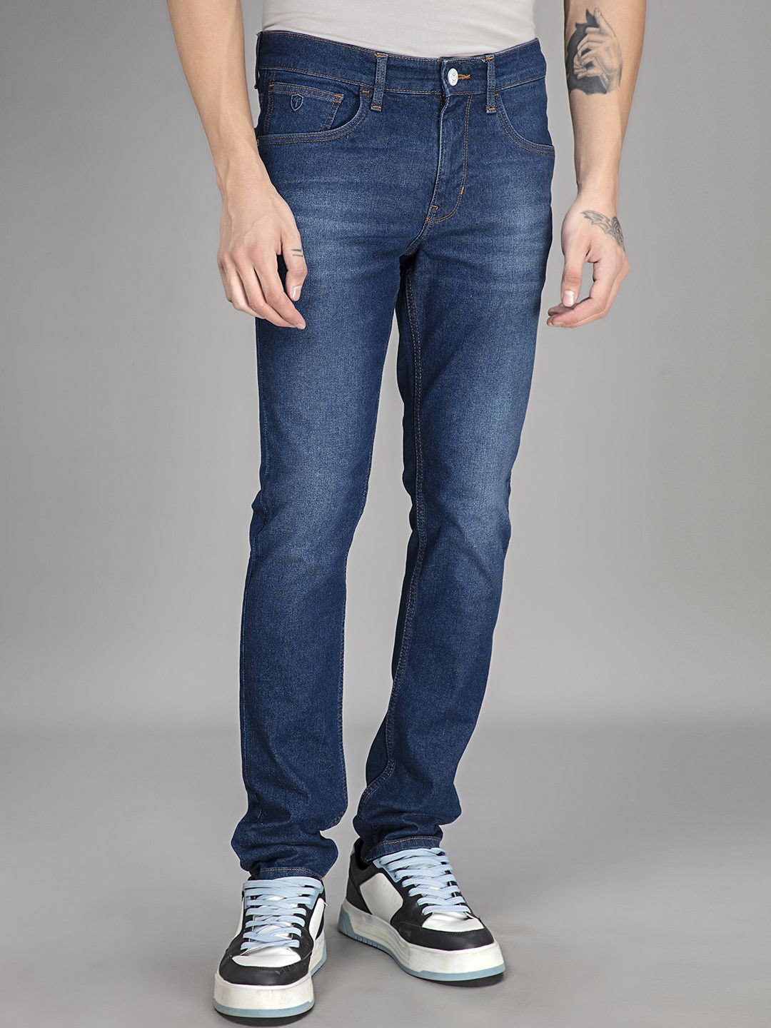 

Thinc Men Slim Fit Whirl wind Sculpted Slim Fit Stretchable Jeans, Blue