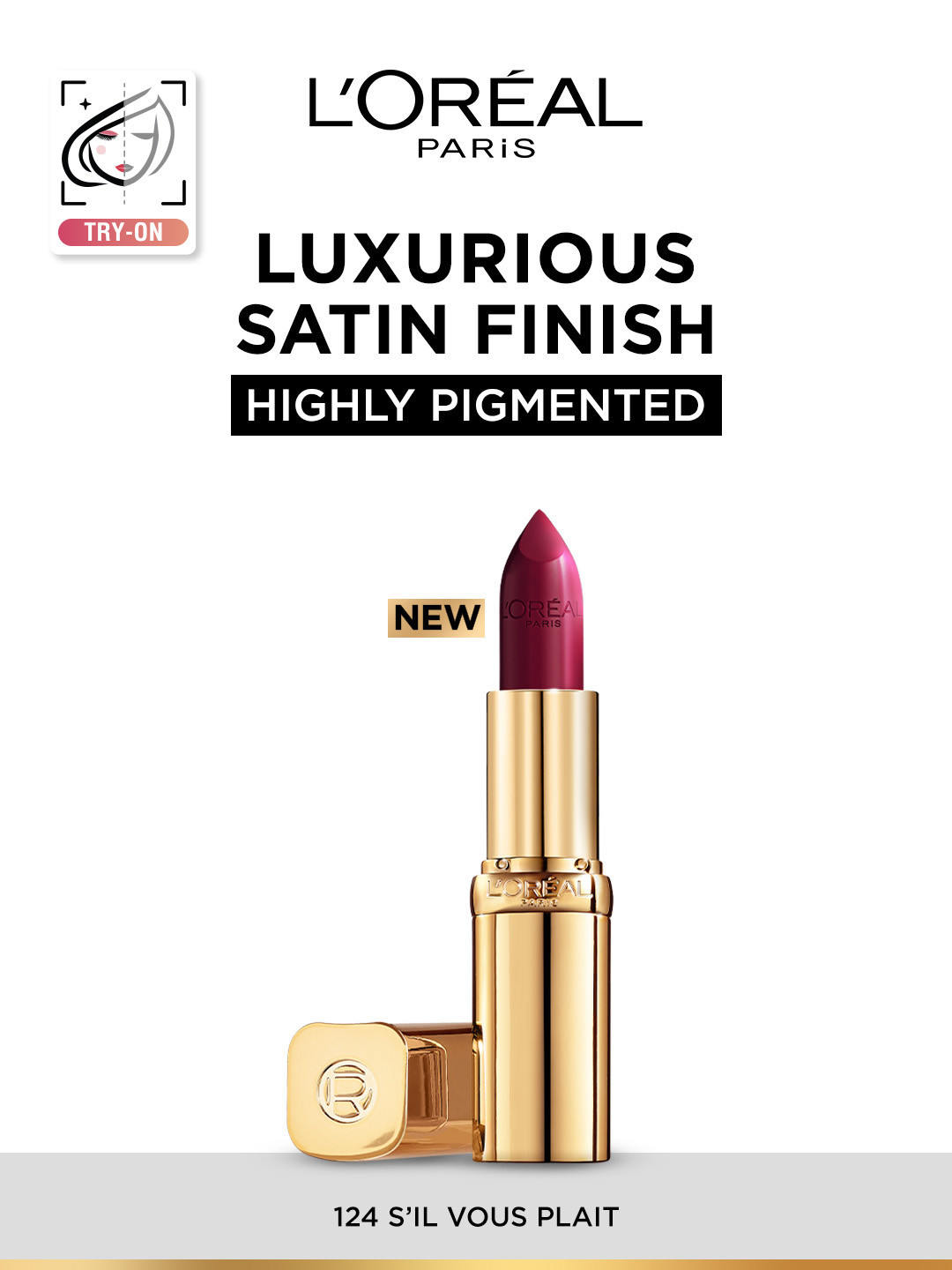 

LOreal Paris Color Riche Smudge-Proof Satin Lipstick - S'il Vous Plait 124, Burgundy