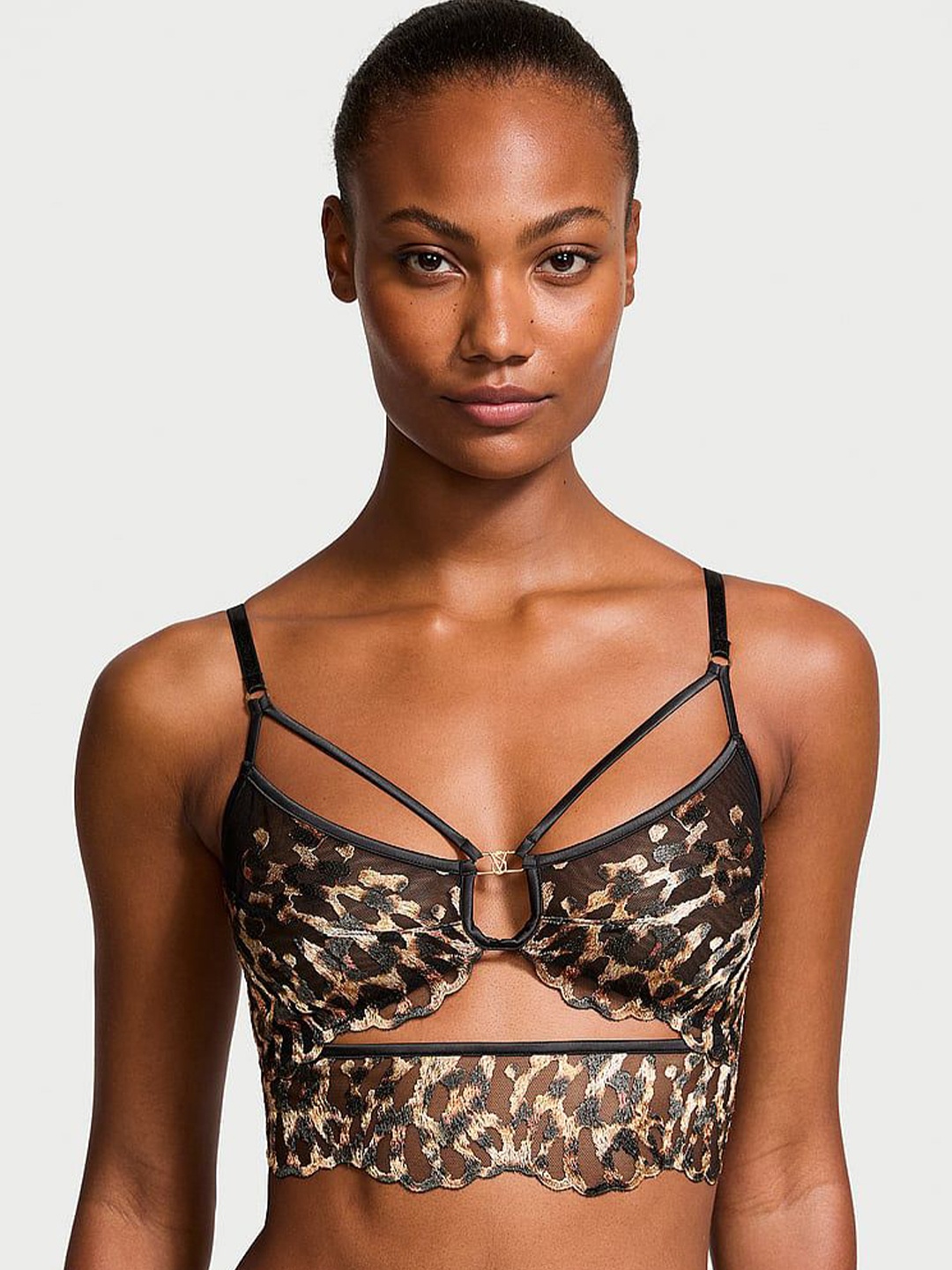 

Victoria's Secret Women Animal Skin Embroidery Medium Coverage Bra, Black