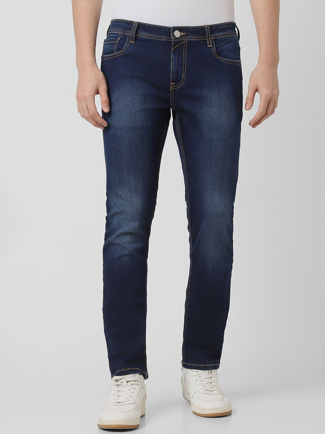 

Peter England Casuals Men Mid-Rise Slim Fit Light Fade Jeans, Navy blue