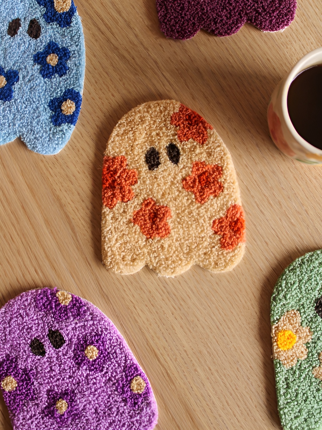 

HYPPY Beige & Red Patterened Spooky Mug Coaster