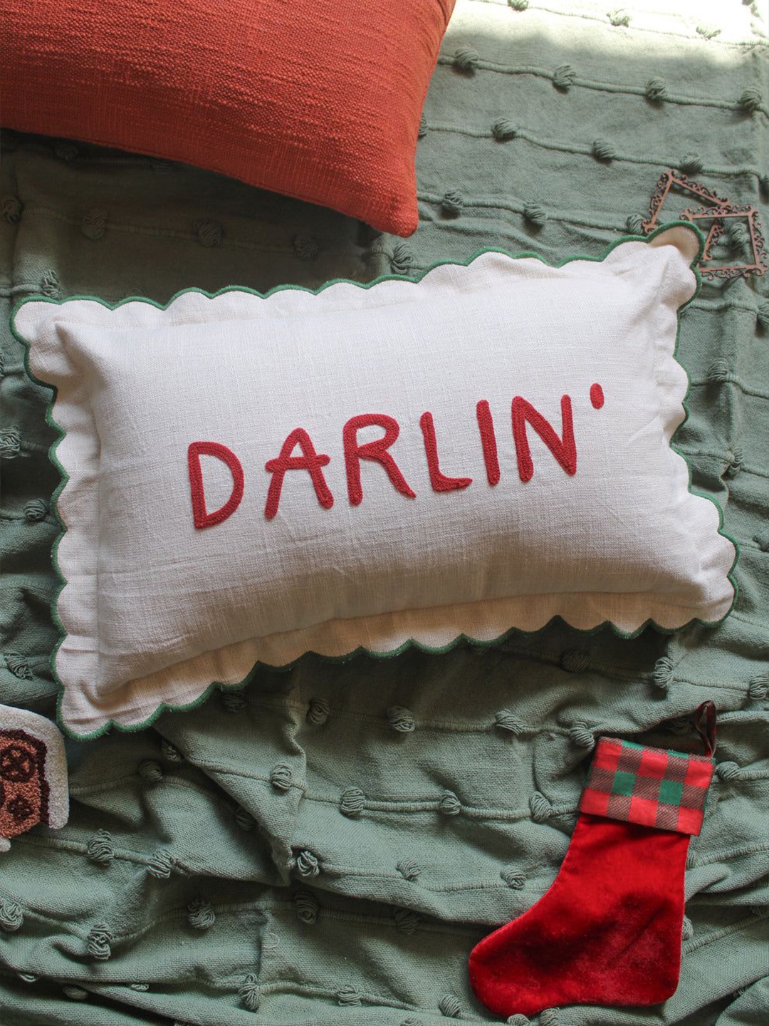 

HYPPY White & Red Rectangle Cushion Cover