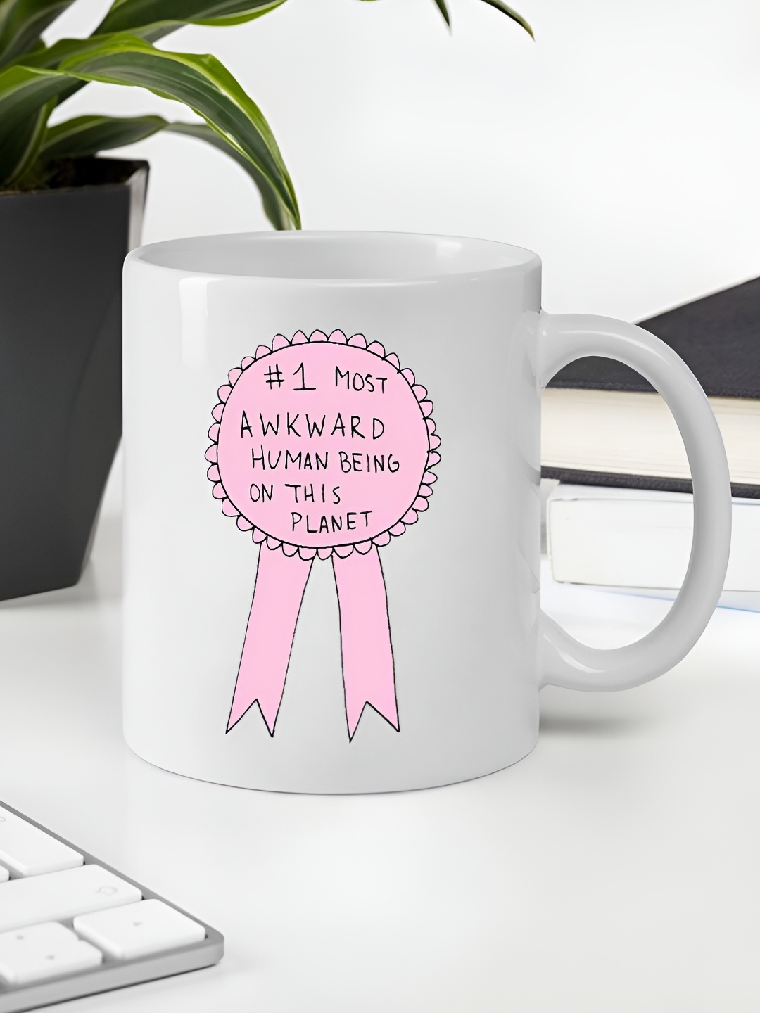 

Giftii White & Pink Typography Printed Ceramic Mug 300ml